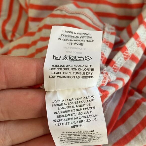 J. Crew Coral & White Striped Tie-Waist Pocket T-Shirt Blouse Size Medium NWT - Picture 10 of 10